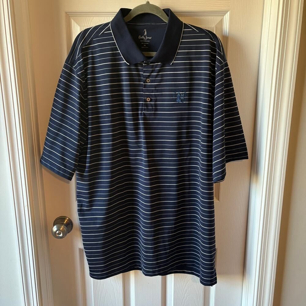 Bobby Jones Performance Moselem Springs Golf Club Stripe Polo Navy XXL